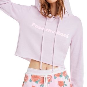 Pase the Rose Crop Hoodie Women's Size Medium NWT Pink Sweatshirt Wildfox